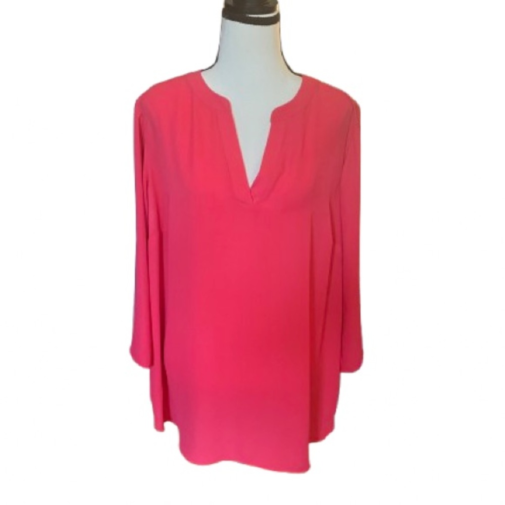 Chaus Pink Flutter Sleeve Blouse Relaxed Fit